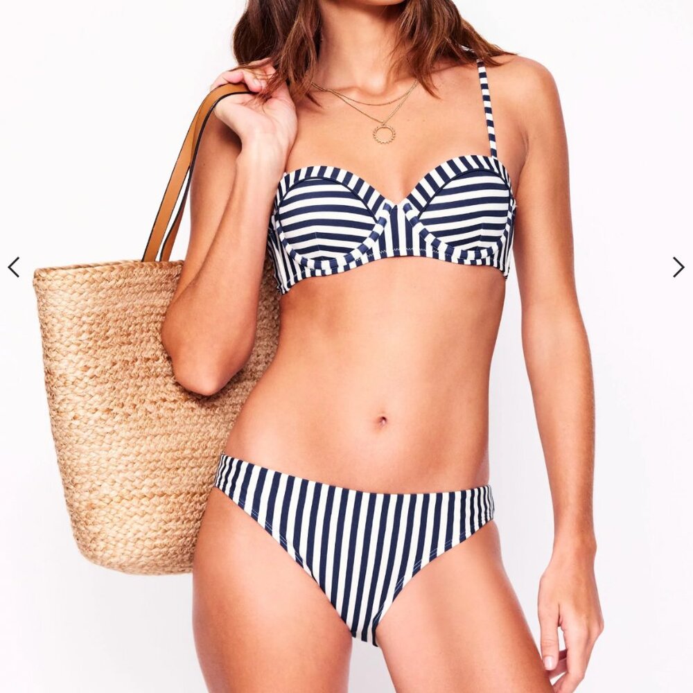 Boden Classic Bikini Bottoms Navy/Ivory Stripe